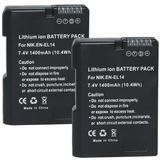 EN-EL14A Rechargeable Li-ion Battery for P7000 P7100 D3300 D5300 - (2-Pack)