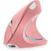 Vertical Mouse Right Handed 2.4GHz Wireless Ergonomic Rechargeable Vertical Mouse with 4 Adjustable DPI 800/1200/1600/2400 6 Buttons Compatible with PC Desktop Mac (Pink)