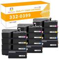 Toner H-Party 12-Pack Compatible Toner Cartridge for Dell 332-399 332-0400 332-0401 332-0402 for Use with Dell C1660W Printer Ink Printer Ink 3x Black 3x Cyan 3x Magenta 3x Yellow