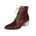 Ankle Boots For Women Low Block Heel Pointed Toe Faux Leather Fashion Retro Motorcycle Combat Boots Lace Up Wide Fit Walking Boots Wedding Shoes Sale Clearance US Size 4 5 6 7 8 9