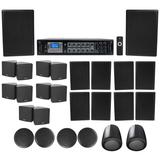 6-Zone Home Audio Receiver+4 Black Ceiling+10) Wall+2) Pendant+10) Cube Speakers