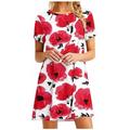 Summer Dresses for Women Sexy Tunic Beach Floral Cute Dress Sundress Short Sleeve Casual Tshirts Boho Mini Dress