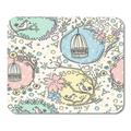 LADDKE Cute Seamless Pattern with Birdcages Flowers and Birds Girl Art Mousepad Mouse Pad Mouse Mat 9x10 inch