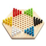 Meterk Portable Chinese Checker Game Set Rubber Wood Chinese Checkers Classic Chinese Strategy Board Game Children Puzzle Game
