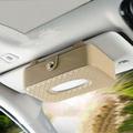 Car Tissue Holder Casewin Car Sun Visor Napkin Holder Hanging Paper Towel Clip Tissue Paper Holder Dispenser Napkin Tissue Tray Container PU Leather Backseat Tissue Paper Box for Car Beige