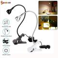 SPENCER USB Flexible Reading LED Bright Light Clip-on Beside Bed Desk Table Light Book Lamp for Notebook Desktop PC Studying Lighting Silver-Warm White