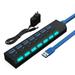 USB Hub 3.0 Splitter 7-Ports USB Adapter with Individual ON/Off Switches and LEDs Multi-Port USB Data Hub for PC Mac Laptop Surface and More