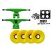 180mm GREEN LONGBOARD TRUCKS + 76MM YELLOW WHEELS + ABEC 7 BEARINGS COMBO