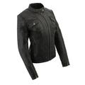 Milwaukee Leather SFL2806 Women s Quilted Black Mandarin Scuba Collar Fashion Casual Leather Jacket 5X-Large