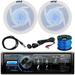 MotorSports Waterproof Digital Media USB AUX Bluetooth Stereo Receiver 2 x Pyle 6.5 240W Marine Speakers with Built-In Blue LED Lights Antenna AUX Interface Speaker Wire