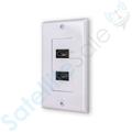 SatelliteSale Universal HDMI 1.4 Dual Wall Plate Female to Female White With Screws And Wall Bracket Included