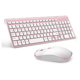 Wireless Keyboard Mouse Combo 2.4G Compact and Full Size Wireless Keyboard and Mouse Combo for PC Laptop Tablet Computer Windows-Rose Gold