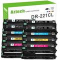 A Aztech 10-Pack Compatible Drum Unit for Brother DR-221 DR221 HL-3140CW MFC-9130CW HL-3170CDW MFC-9330CDW MFC-9340CDW (4*Black 2*Cyan 2*Magenta 2*Yellow)