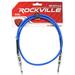 Rockville RCGT3BL 3 1/4 TS to 1/4 TS Guitar/Unbalanced Signal Cable-Blue