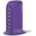 Aduro 40W 6-Port USB Desktop Charging Station Hub Wall Charger for iPhone iPad Tablets Smartphones with Smart Flow Purple