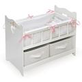 Badger Basket Doll Crib with Two Baskets and Free Personalization Kit - Executive Gray-Color:White Rose Material:100% Polyester Fabric