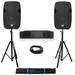 (2) Rockville SPGN104 10 DJ PA Speakers+Pro Amplifier+Stands+Cables+Bag