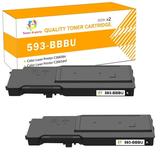 Toner H-Party Compatible Toner Cartridge Replacement for Dell 593-BBBU for Use with Dell Color Laser Printer C2660dn C2665dnf Printer Ink (Black 2-Pack)