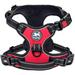 PoyPet No Pull Dog Harness No Choke Front Lead Dog Reflective Harness Adjustable Soft Padded Pet Vest with Easy Control Handle for Small to Large Dogs Red L