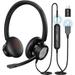 Computer Headset with Microphone On-Ear Headsets for Business Skype Zoom Call Center Office USB/3.5mm/USB-C Connector