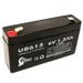 Compatible SONNENSCHEIN A206/1.2S Battery - Replacement UB613 Universal Sealed Lead Acid Battery (6V 1.3Ah 1300mAh F1 Terminal AGM SLA) - Includes TWO F1 to F2 Terminal Adapters