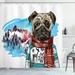 Ambesonne Pug Shower Curtain Sketch Style Dog Doodle 69 Wx84 L Ruby Blue