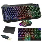 Wireless/Wired Gaming Keyboard Mouse Combo For Mac PC Computer LED Backlit Rechargeable
