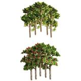 10 Pieces Green Model Tree Train Railway Bonsai Sand Table Model Building House Decorative Fruit Tree