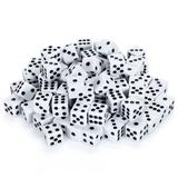 50 or 100 Pack of Bulk Six Sided Dice|D6 Standard 16mm|Great for Board Games Casino Games & Tabletop RPGs| White- 100 Count