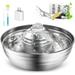 Oneisall 2L/67oz Cat Water Fountain 304 Stainless Steel Water Fountain for Cats Inside Pet Water Fountain with 3 Filters & Quiet Pump Cat Water Bowl with Automatic Filtration System - Silver