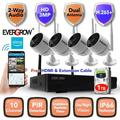 EverGrow 10 Channels 3MP Wireless Security Camera System with 4pcs 1296P HD Security Camera and 1TB Hard Drive Pre-Installed Wireless Security System for Indoor and Outdoor (CAM-WIFI-4CH-A-2MP-168Z)