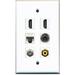 RiteAV - 2 HDMI 1 Port RCA Yellow 1 Port Coax Cable TV- F-Type 1 Port 3.5mm 1 Port Cat5e Ethernet White Wall Plate