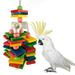 Shulemin Wood Pet Bird Parrot Hanging Building Blocks Bite String Chew Toy Cage Decor Multicolor