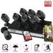 16 Channel 5MP Lite Wired ZOSI Security Camera System 8pcs Black Bullet Security Camera Weatherproof Night Vision 2TB HDD