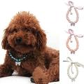 Zhaomeidaxi Faux Pearls Dog Necklace Collar Jewelry for Small Dogs Puppy - Inlaid Rhinestone Bow-knot Pendant Cat Wedding Collar for Pets - Girl Clothes Costume Outfits Accessories