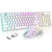 T3 Wireless Gaming Keyboard&Mouse Combo Rainbow Backlit Anti-ghosting with 4000mAh Mouse Pad for Mac