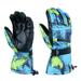 harmtty Winter Unisex Cycling Waterproof Multiple Graffiti Letter Striped Ski Gloves 4