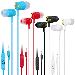 Set Of 4 UrbanX R2 Wired in-Ear Headphones With Mic For Wiko Jerry3 with Tangle-Free Cord Noise Isolating Earphones Deep Bass In Ear Bud Silicone Tips