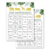 Gold Safari Baby Shower Bingo Cards - Prefilled - Set of 24