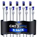 Ethernet Cable Cat 7 3 ft Super-Durable Black and White 5 Pack Braided Network LAN Internet Cable Cord High Speed Cat6 Ethernet Cable Compatible with Cat6 Cat6e Cat5 Cat5e Ethernet Patch Cable