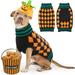 QBLEEV Pet Clothes The Halloween Orange Plaid Dog Sweater Dog Knitwear Apparel Pet Sweatshirt for Small and Medium Dogs