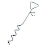 YUEHAO Pet Supplies Pet Pile Dog Hitch 16Inch Metal Spiral Anchor Tie-Out With Ring Cork Screw Silver