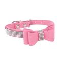 Dog Puppy Pet Collar Rhinestone Crystal Diamond Cat Suede Leather Necklace