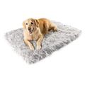 Paw Brands Dog Bed Faux Fur Memory Foam Pet Bed Gray Rectangle 60L X 35W inches