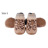 Happon Dog Booties Waterproof Dog Shoes for All Weather Leopard Dog Boots Anti-Slip Puppy Shoes Paw Protector with Reflective Strips for Hiking