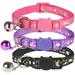 3 Pack Cat Collar Breakaway Kitten Collar with Bell Moon Star and Fish Bone Pattern Cat Collars Glow in Dark Adjustable from 7.5-11.4In