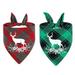 2 Pack Classic Triangle Merry Christmas Printing Plaid Pet Scarf - Pet Holiday Accessories Decor