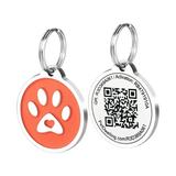 Pet Dwelling 2D QR Code Pet ID Tag - Dog Tags - Cat Tags - Online Pet Profile - Instant Email Alert - Scan Tag GPS Location(Orange Paw)