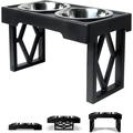 Adjustable Elevated Dog Bowls for Large Dogs Medium and Small - Raised Dog Bowl Stand 2 Dog Food Bowls for Food and Water Double Stainless Steel 3 Heights 2.75â€� 8 & 12