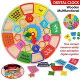 LNKOO Wooden Shape Sorting Clock Educational Toy-Teaching Time Number Color Blocks Shape Puzzles Stacking Sorter Jigsaw Montessori Early Learning Educational Toys Gift for 1 2 3 Year Baby Toddler Kids